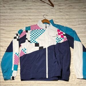Sergio Tachchini Checkered Windbreaker with Blue and Pink Accents